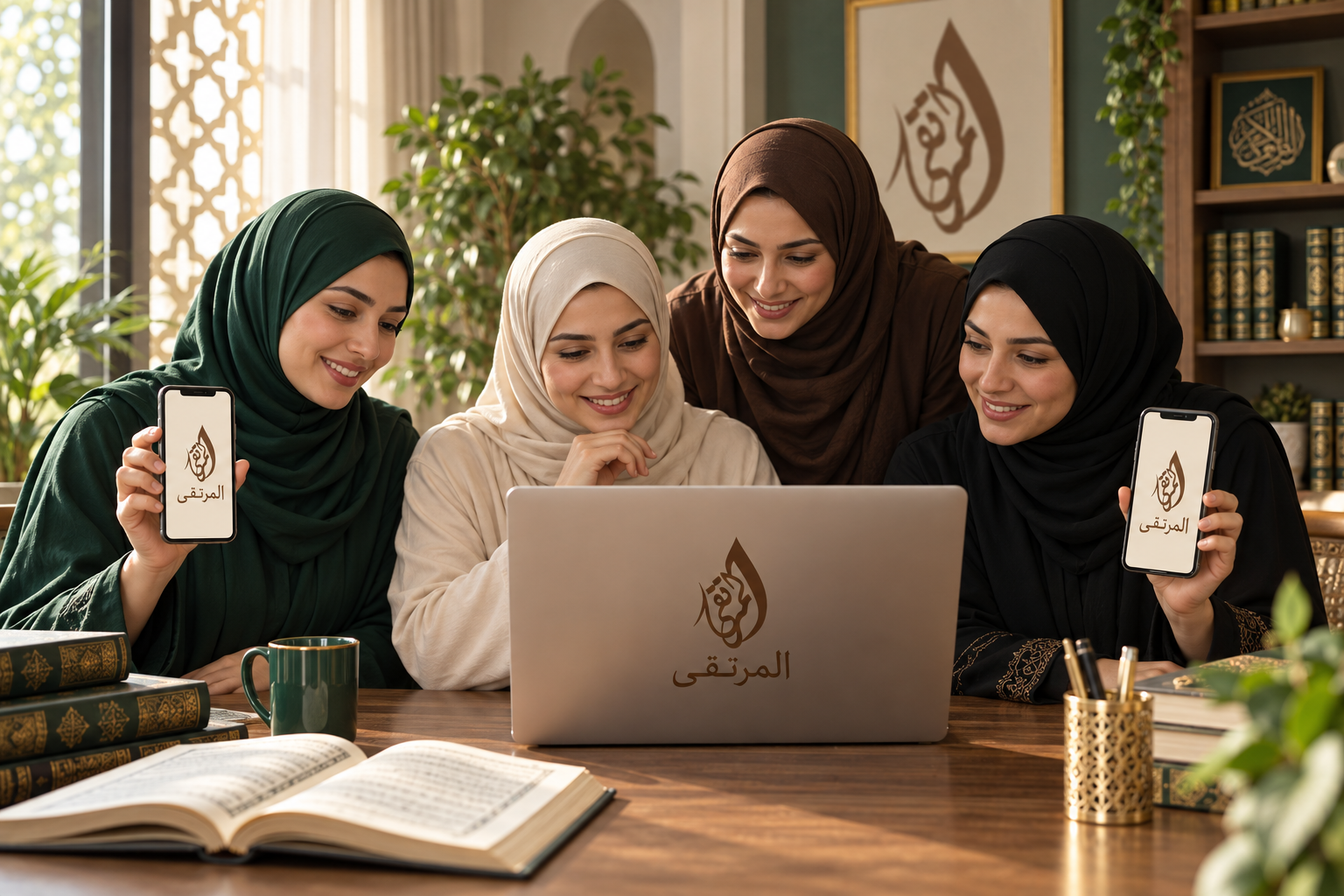 طالبات أكاديمية المرتقى يتعلمن عبر الحاسوب والهاتف